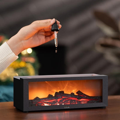 150ml White Humidifier with Fireplace Flames, 7-Color LED, Aromatherapy Diffuser, Remote Control, 3-Level Timer, Quiet Operation