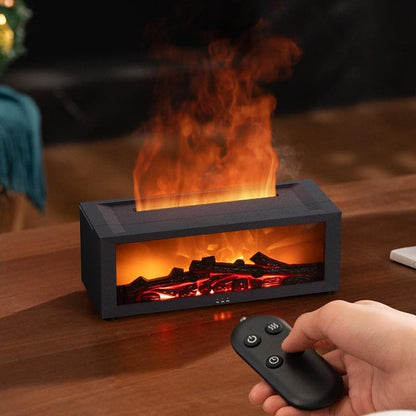 150ml White Humidifier with Fireplace Flames, 7-Color LED, Aromatherapy Diffuser, Remote Control, 3-Level Timer, Quiet Operation