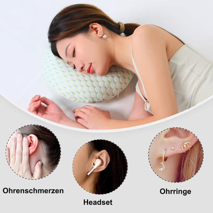 Ergonomic Ear Pillow for Side Sleeping, Comfortable and Ear-Friendly with Perforated Design to Relieve Ear Pressure, Beige