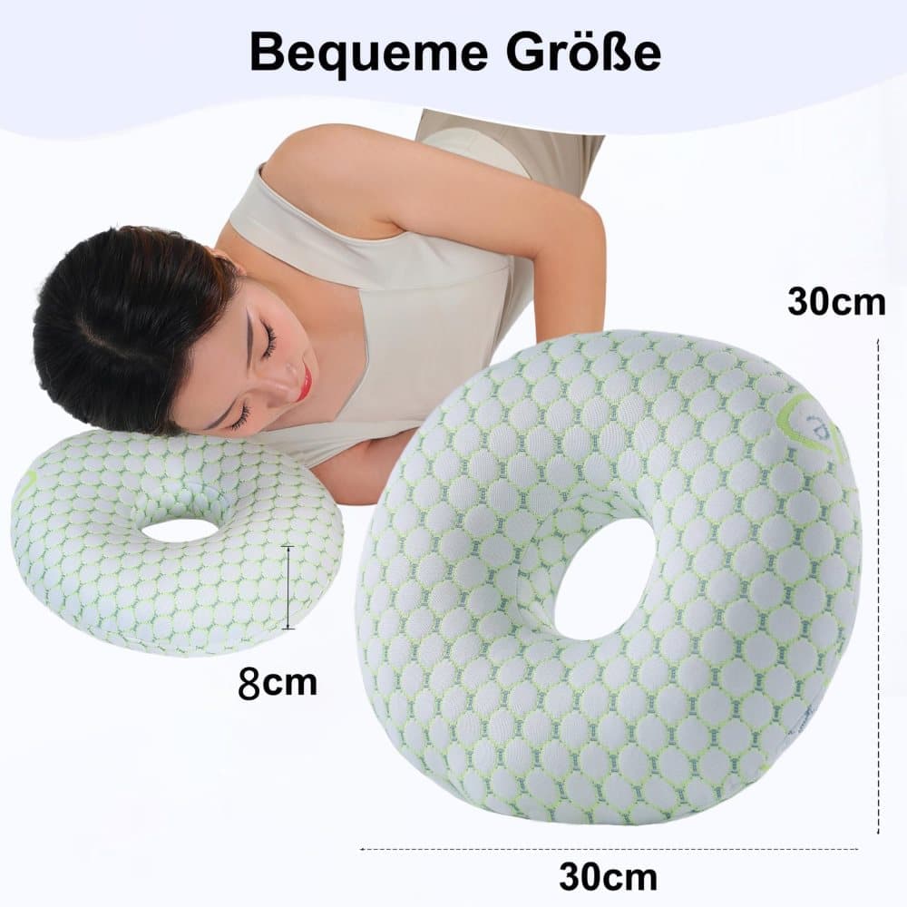 Ergonomic Ear Pillow for Side Sleeping, Comfortable and Ear-Friendly with Perforated Design to Relieve Ear Pressure, Beige