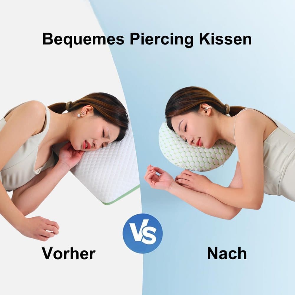 Ergonomic Ear Pillow for Side Sleeping, Comfortable and Ear-Friendly with Perforated Design to Relieve Ear Pressure, Beige