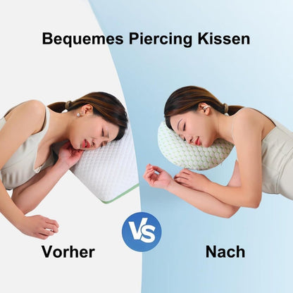 Ergonomic Ear Pillow for Side Sleeping, Comfortable and Ear-Friendly with Perforated Design to Relieve Ear Pressure, Beige