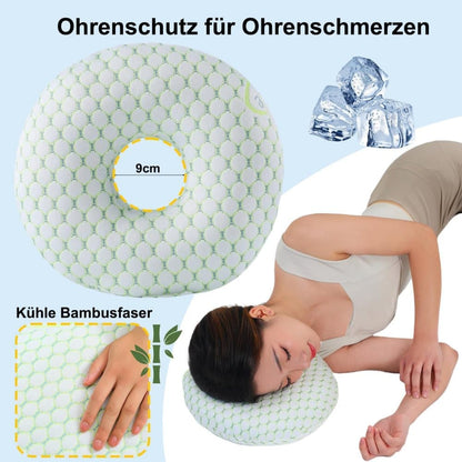 Ergonomic Ear Pillow for Side Sleeping, Comfortable and Ear-Friendly with Perforated Design to Relieve Ear Pressure, Beige