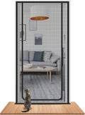 Cat Repellent Zipper Door Curtain, 80 x 210 cm, Durable Mesh Protects Against Cats and Pests, Easy to Install, Black