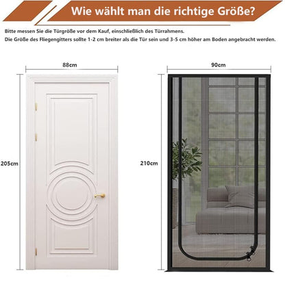 Cat Repellent Zipper Door Curtain, 80 x 210 cm, Durable Mesh Protects Against Cats and Pests, Easy to Install, Black
