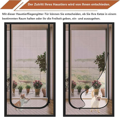 Cat Repellent Zipper Door Curtain, 80 x 210 cm, Durable Mesh Protects Against Cats and Pests, Easy to Install, Black