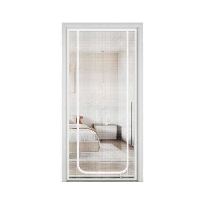 White Cat Repellent Zipper Door Curtain, 80x200cm, Durable Mesh Protects Against Cats and Pests, Easy to Install