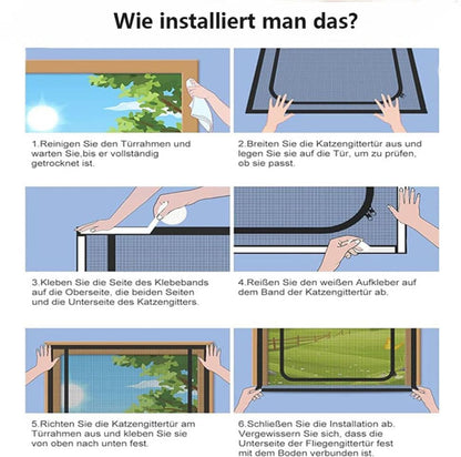 White Cat Repellent Zipper Door Curtain, 80x200cm, Durable Mesh Protects Against Cats and Pests, Easy to Install