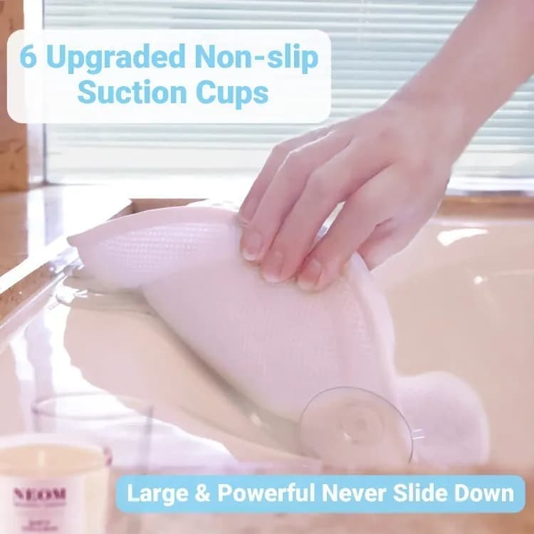 6 Suction Cups Bathtub Cushion with Ergonomic Neck and Back Support 4D Air Mesh, White