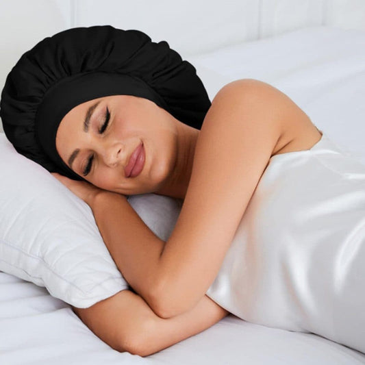 Silky Satin Sleeping Cap for Women and Girls, Pink, Double Layered Hair Protection Cap with Adjustable Fit