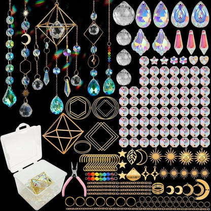 DIY Solar Collector Crystal Wind Chimes Kit 400-pack, Hanging Window Decoration for Home Office and Garden, Compatible with Solar Collectors