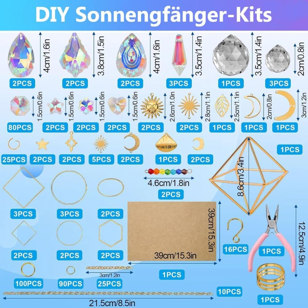 DIY Solar Collector Crystal Wind Chimes Kit 400-pack, Hanging Window Decoration for Home Office and Garden, Compatible with Solar Collectors