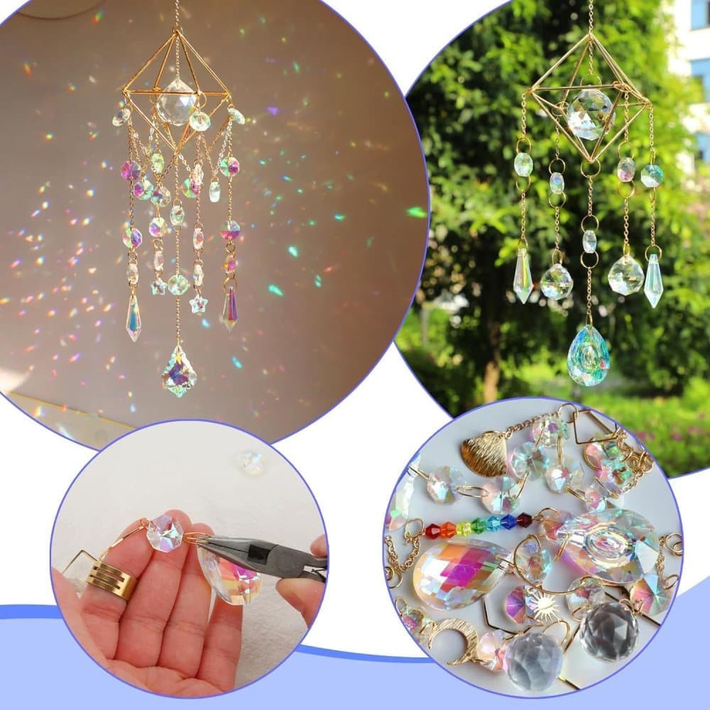 DIY Solar Collector Crystal Wind Chimes Kit 400-pack, Hanging Window Decoration for Home Office and Garden, Compatible with Solar Collectors