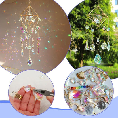 DIY Solar Collector Crystal Wind Chimes Kit 400-pack, Hanging Window Decoration for Home Office and Garden, Compatible with Solar Collectors