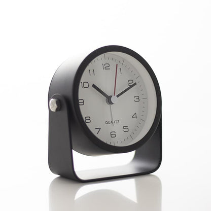 Silent Analog Alarm Clock with Night Light, Adjustable Angle for Travel Nightstand Bedroom, Black, 3.5 inches