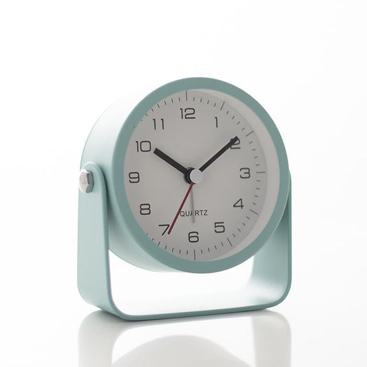 Analog Alarm Clock Silent with Night Light, Adjustable Angle for Travel Nightstand Bedroom, Metal Clock, Light green