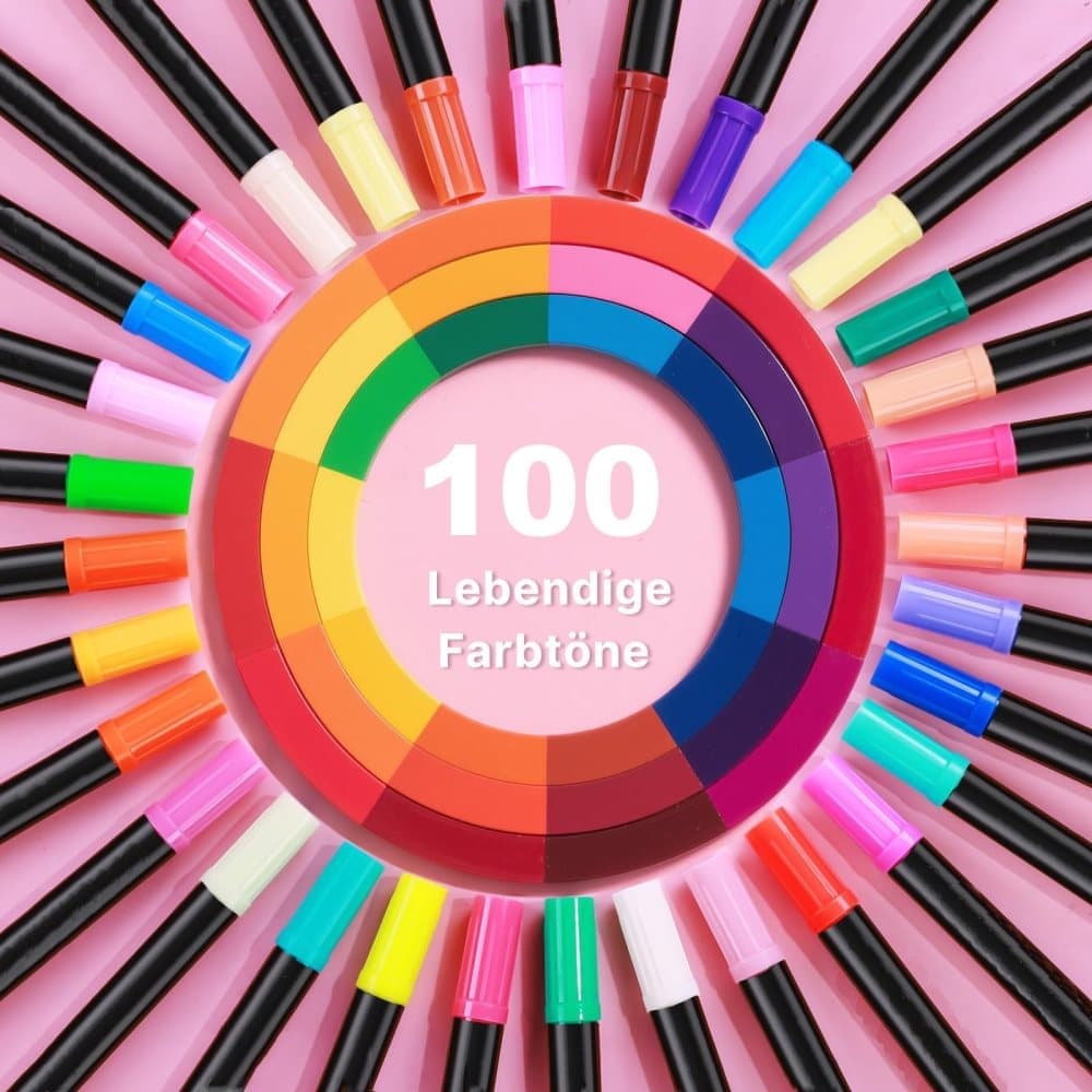 100-Pack Double-Ended Watercolor Pens for Creative Painting, Washable, 100-Pack