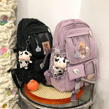 Kids Backpack 43x31 cm for School, Black, with Accessories, Compatible with Children and Teens