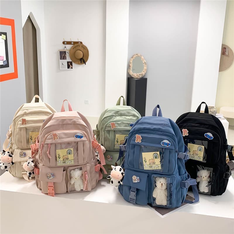 Kids Backpack 43x31 cm for School, Black, with Accessories, Compatible with Children and Teens