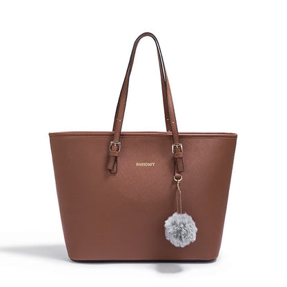 Brown Large Capacity PU Leather Tote Bag for Women, Elegant Shoulder Bag for Work Shopping Party