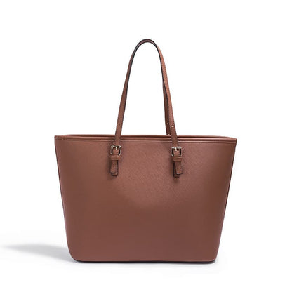 Brown Large Capacity PU Leather Tote Bag for Women, Elegant Shoulder Bag for Work Shopping Party