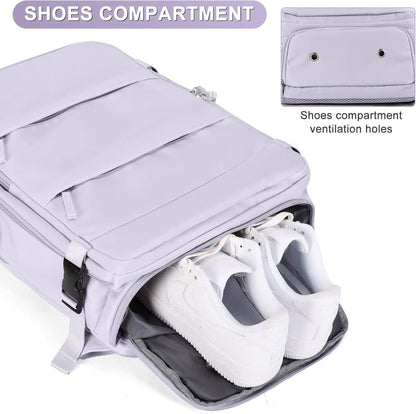 Purple Travel Backpack Cabin Bag with Dry Wet Sorting, 42 x 30 x 20 cm