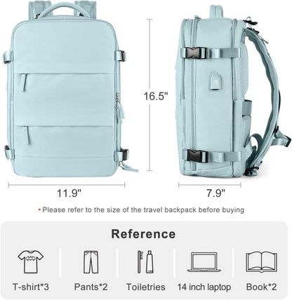 Blue Travel Backpack Cabin Bag with Dry Wet Sorting, 42 x 30 x 20 cm