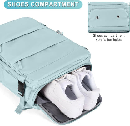 Blue Travel Backpack Cabin Bag with Dry Wet Sorting, 42 x 30 x 20 cm