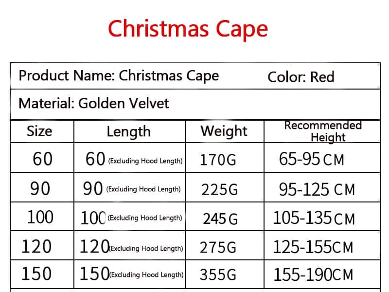 1 Red Christmas Cloak with Hood Santa Costume for Women, 100cm