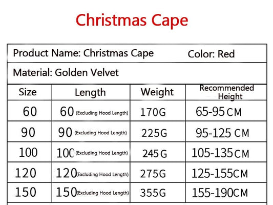 1 Red Christmas Cloak with Hood Santa Costume for Women, 100cm