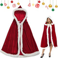 Red Christmas Cloak with Hood Santa Costume for Women, One Size, 120cm