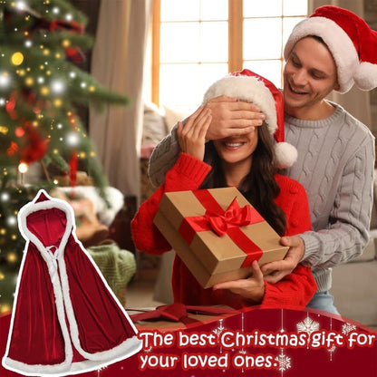 Red Christmas Cloak with Hood Santa Costume for Women, One Size, 120cm
