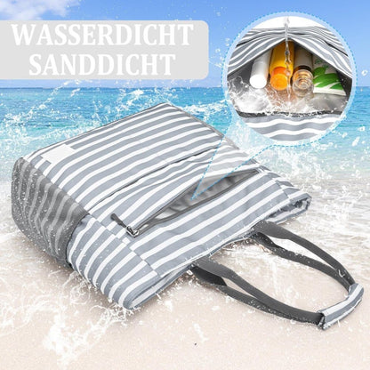 Waterproof Foldable Beach Bag Large Capacity for Shopping and Vacation, Blue, Multifunctional Shoulder Bag