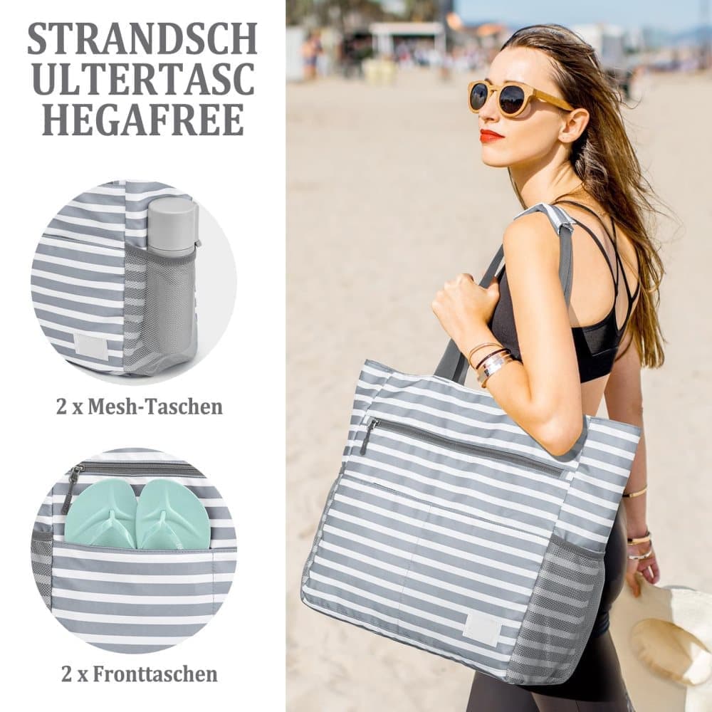 Waterproof Foldable Beach Bag Large Capacity for Shopping and Vacation, Blue, Multifunctional Shoulder Bag