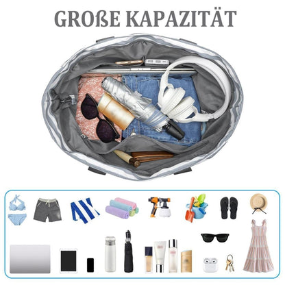 Waterproof Foldable Beach Bag Large Capacity for Shopping and Vacation, Blue, Multifunctional Shoulder Bag