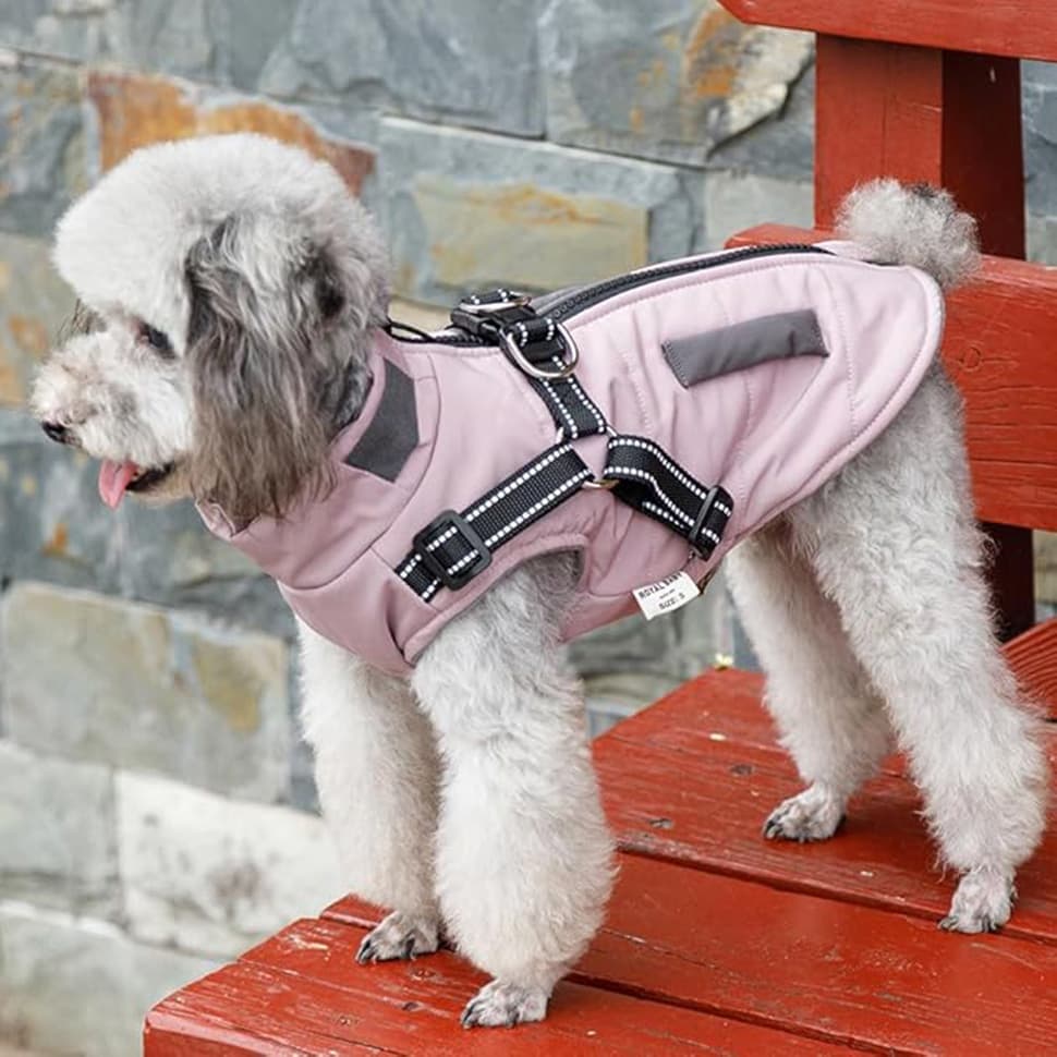 1 Dog Vest Warm Soft Winter Jacket, Wind and Waterproof, Multiple Colors, with Stand Collar, for Small Medium Large Dogs, S, Pink
