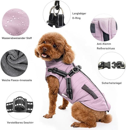 1 Dog Vest Warm Soft Winter Jacket, Wind and Waterproof, Multiple Colors, with Stand Collar, for Small Medium Large Dogs, S, Pink