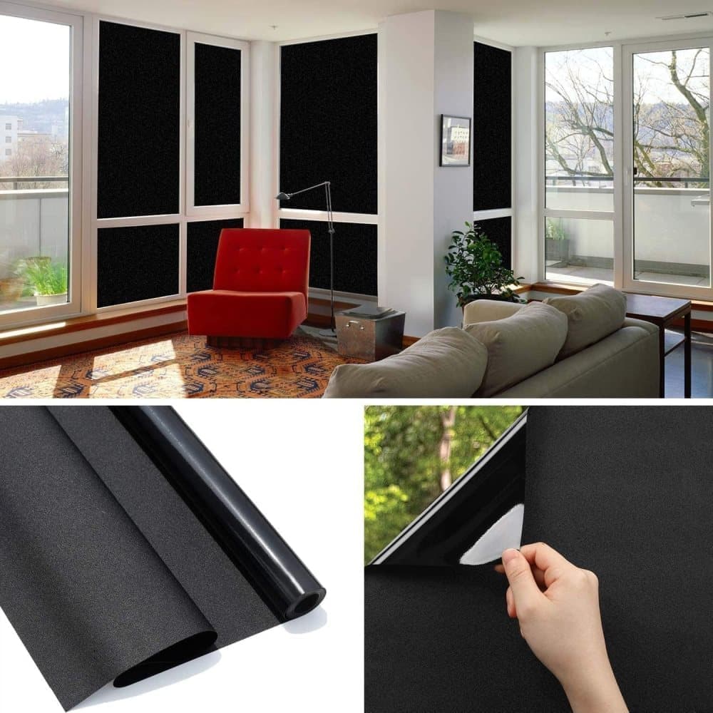 Reflective Self-Adhesive Window Film for Sun Protection UV Block and Privacy, Black, 40cmx2m