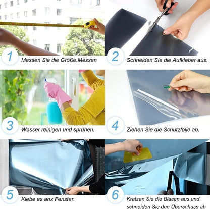 40cmx5m Self-Adhesive Window Film Mirror Reflective Black, Blocks Heat and UV Radiation for Sun Protection and Privacy