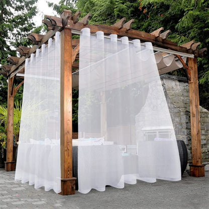1 Pair Water Resistant Eyelet Curtains for Outdoor, White, 132 cm × 183 cm