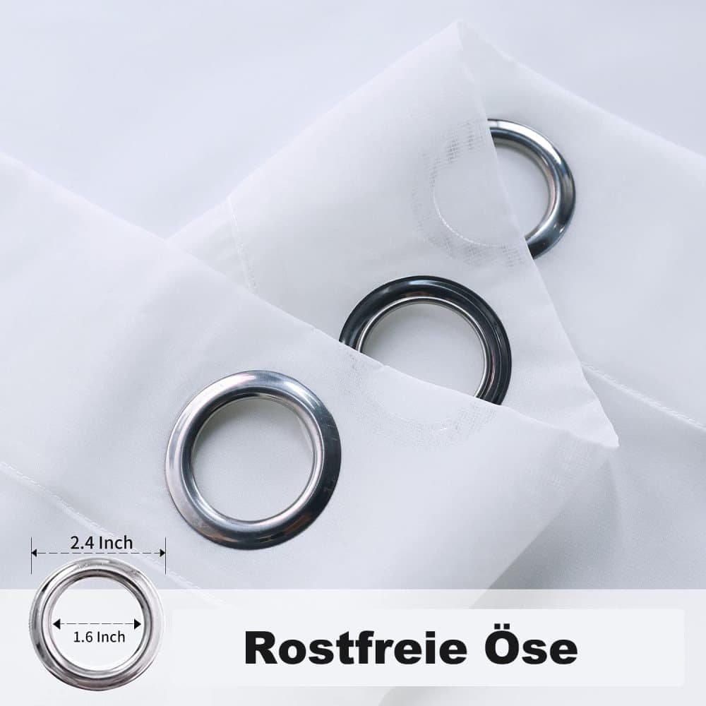 1 Pair Water Resistant Eyelet Curtains for Outdoor, White, 132 cm × 183 cm