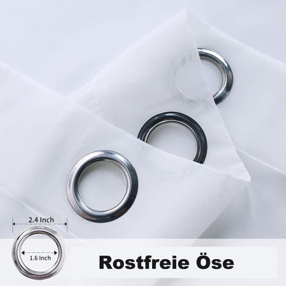 1 Pair Water Resistant Eyelet Curtains for Outdoor, White, 132 cm × 183 cm