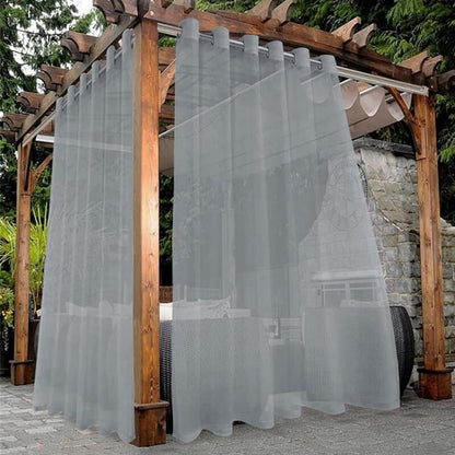 1 Pair Water Resistant Sheer Outdoor Eyelet Curtains, 132 cm × 183 cm, Gray