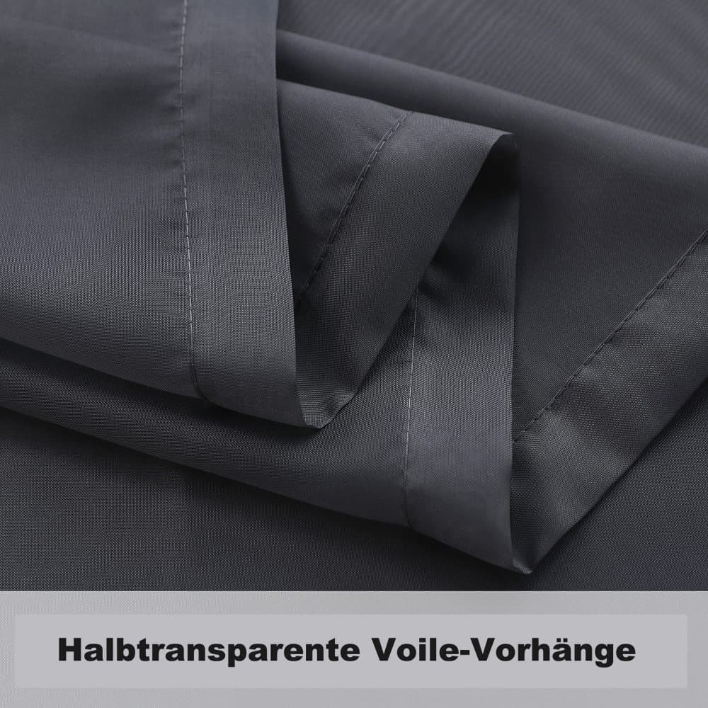 1 Pair Water Resistant Sheer Eyelet Curtains for Outdoor, 132 cm x 213 cm, Black