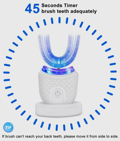 360Â° U-Shaped Electric Toothbrush with 3 Cleaning Modes, IPX7 Waterproof, Automatic Ultrasonic Tooth Cleaner, Compatible with Oral-B, Pink.