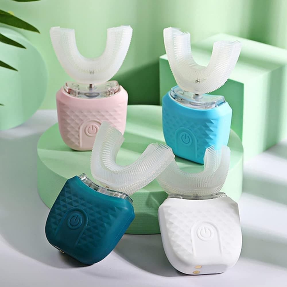 360Â° U-Shaped Electric Toothbrush with 3 Cleaning Modes, IPX7 Waterproof, Automatic Ultrasonic Tooth Cleaner, Compatible with Oral-B, Pink.