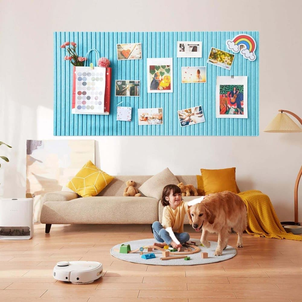Blue Self-Adhesive Photo Board, Decorative Cork and Wall Panel Bulletin Board with Acoustic Panels for Photos and Messages, for Home and Office, 30x30cm