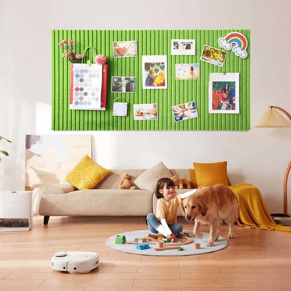 30x30cm Self-Adhesive Photo Board, Decorative Cork and Wall Panel for Photos and Messages, Green, for Home and Office