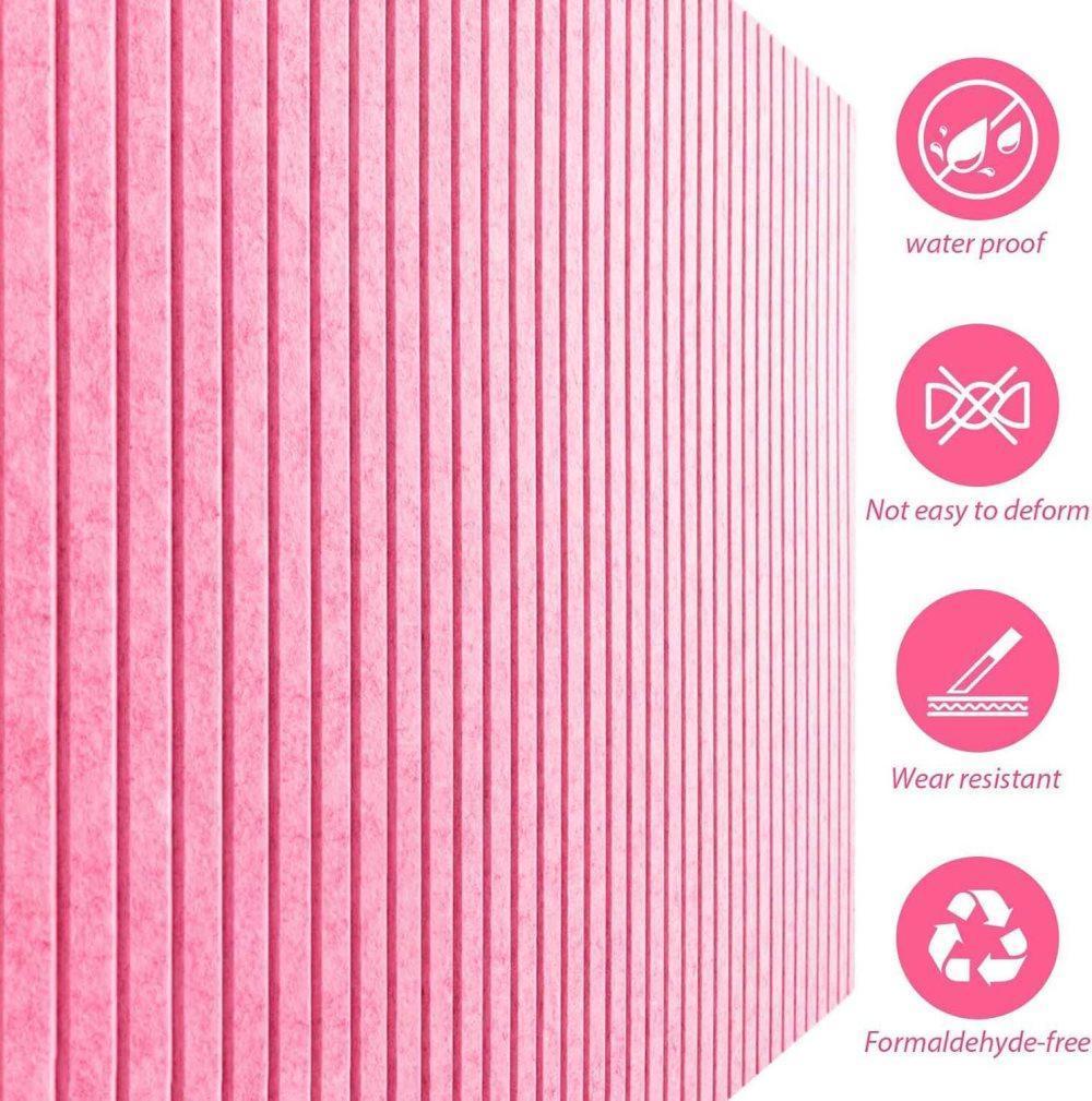 30x45cm Self-Adhesive Photo Board, Decorative Cork and Wall Panel Bulletin Board with Acoustic Panels for Photos and Messages, Pink, for Home and Office