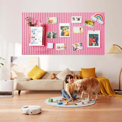 30x45cm Self-Adhesive Photo Board, Decorative Cork and Wall Panel Bulletin Board with Acoustic Panels for Photos and Messages, Pink, for Home and Office